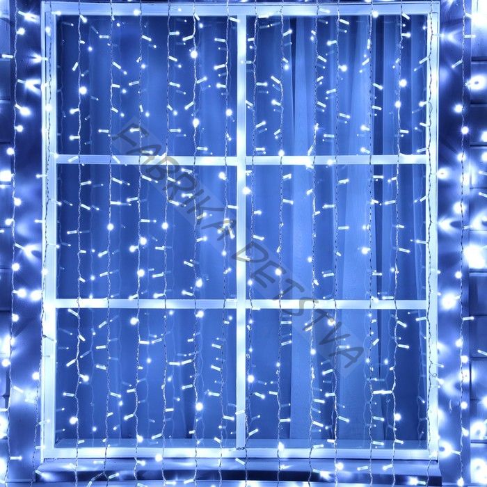 Гирлянда «Занавес» 2 x 3 м, IP65, УМС, белая нить, 760 LED, свечение белое, 220 В