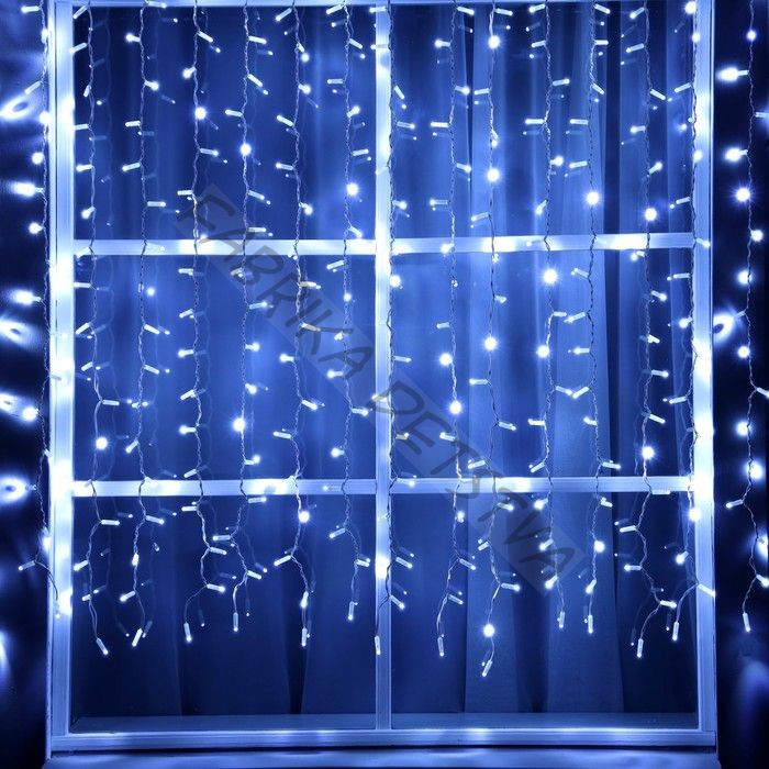 Гирлянда «Занавес» 2 x 1.5 м, IP65, УМС, белая нить, 360 LED, свечение белое, 220 В