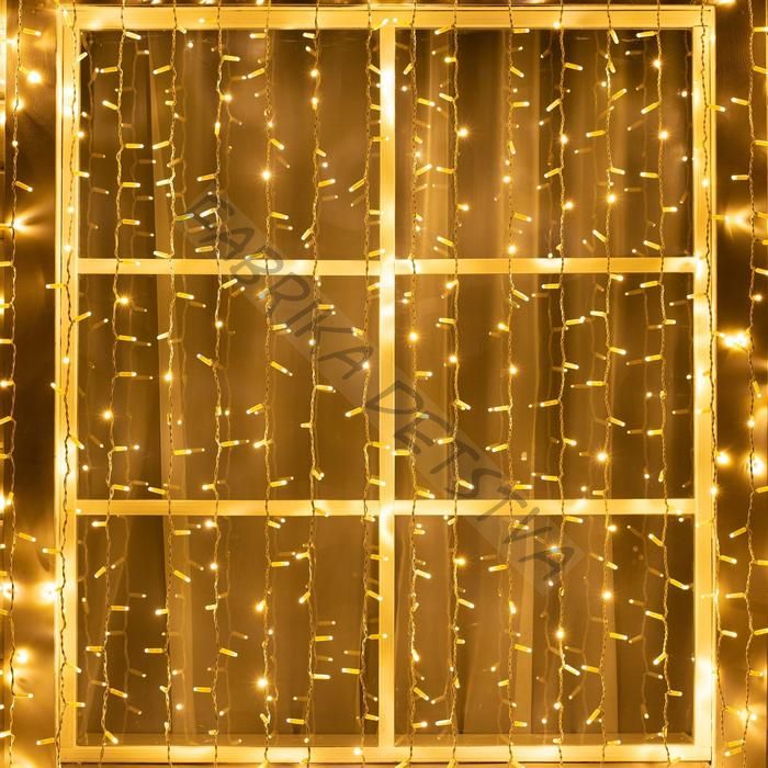 Гирлянда «Занавес» 2 x 3 м, IP65, УМС, белая нить, 760 LED, свечение тёплое белое, 220 В