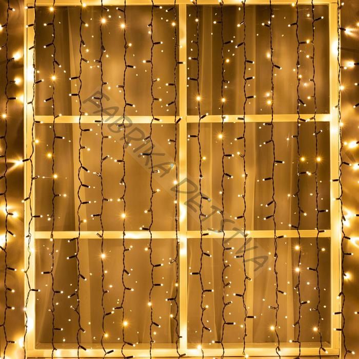 Гирлянда «Занавес» 2 x 6 м, IP65, УМС, тёмная нить, 1440 LED, свечение тёплое белое, 220 В