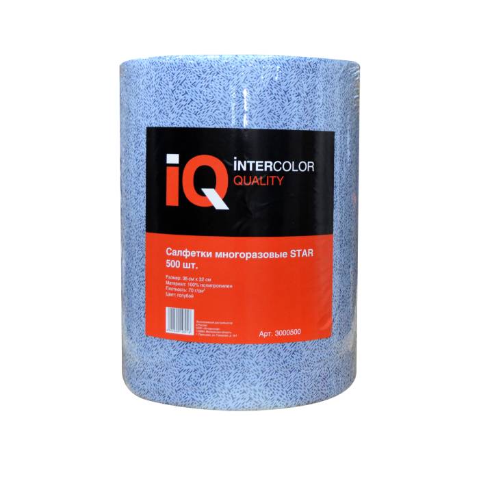 IQ STAR Салфетка для покраски авто в рулоне многоразовая 38см.х32см. упаковка 500шт.