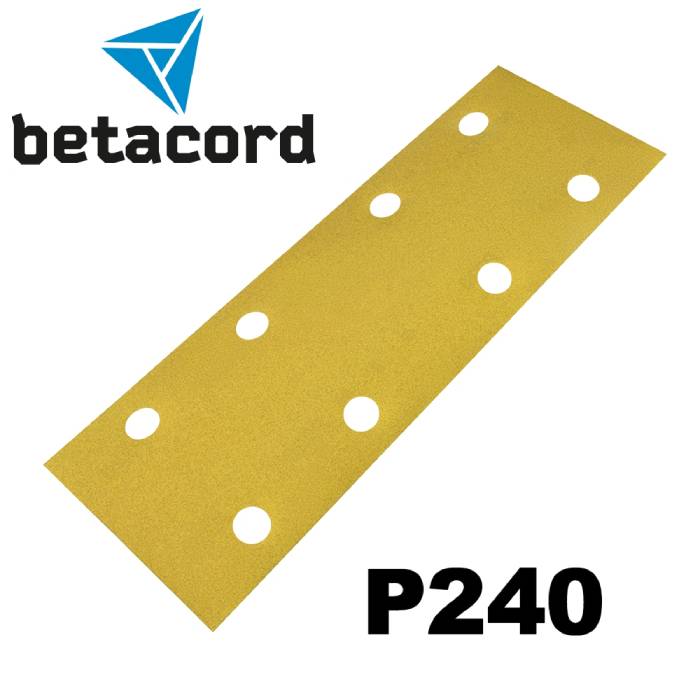 Betacord Абразивная полоска P240 на бумаге 70х198мм. 8 отверстий, в упаковке 100шт.