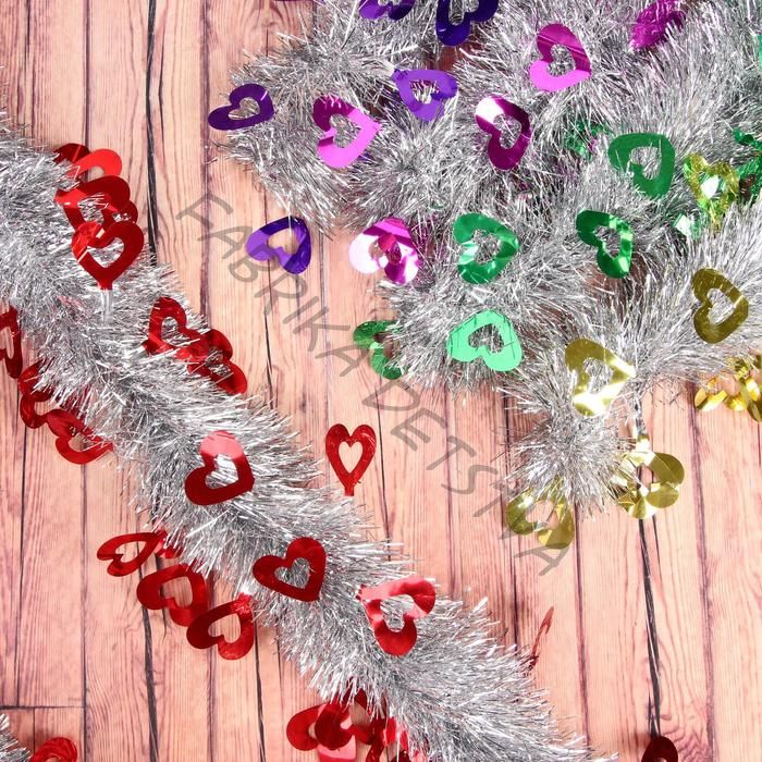 Мишура новогодняя «Зимнее волшебство. Ажурное сердце», d=8 см, 200 см, МИКС (10 штук)
