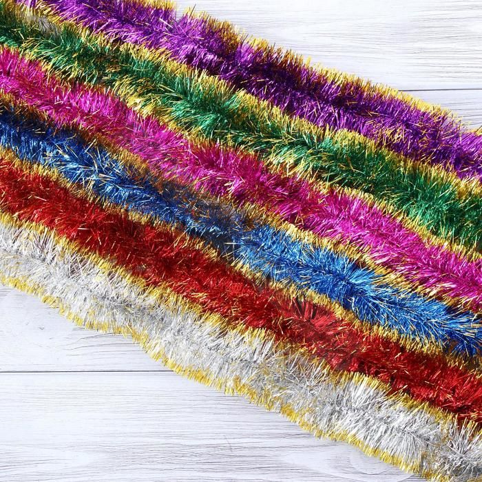 Мишура новогодняя «Зимнее волшебство. Узкая двухцветная концы», d=5 см, 200 см, МИКС (10 штук)