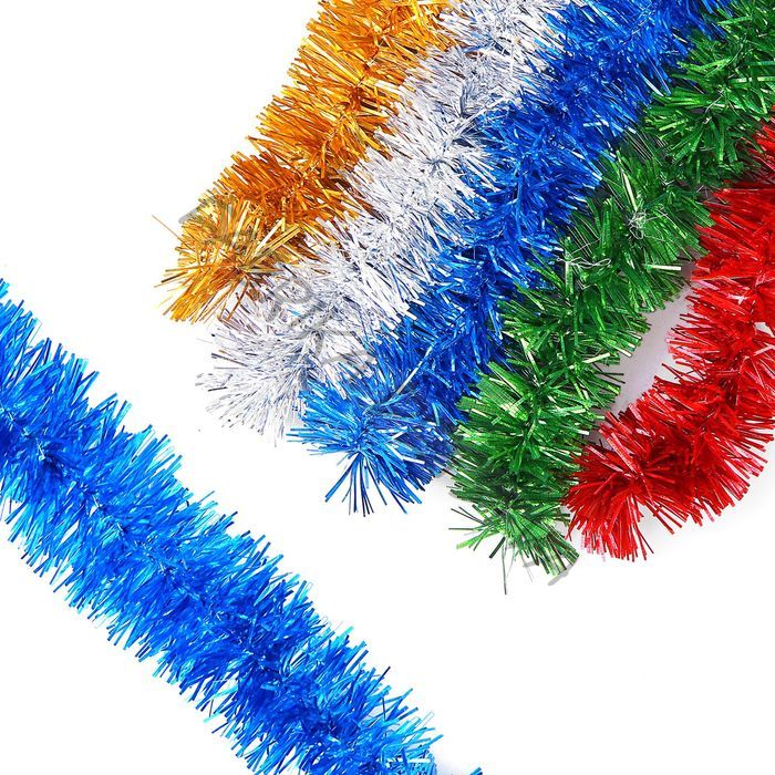 Мишура новогодняя «Праздничная» d=2.5 см, L-200 см, МИКС (10 штук)