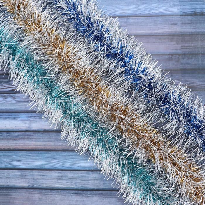 Мишура новогодняя «Каскад» d=5 см, L-200 см, голографическая, МИКС (10 штук)