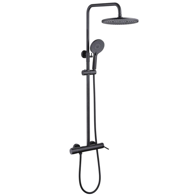 Душевая стойка ABBER Emotion AF8816BL с изливом, черный матовый