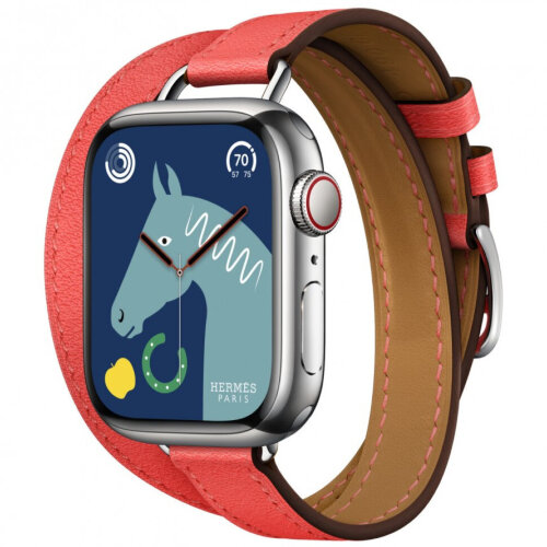 Apple Watch Series 11 Hermes 42 mm Attelage Double Tour Rose Texas