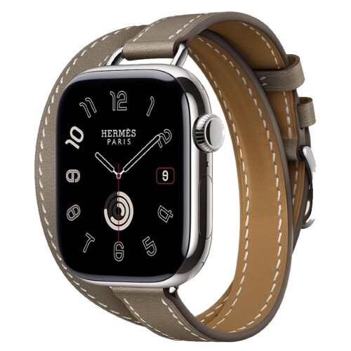 Apple Watch Series 11 Hermes 42 mm Attelage Double Tour Etoupe