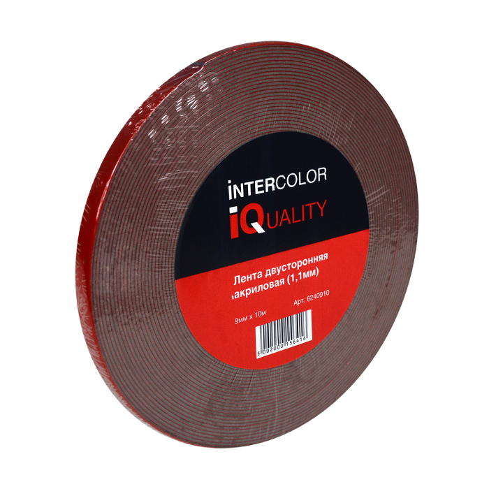 IQ Лента двусторонняя акриловая толщина 1.1мм. рулон 9мм.х10м.