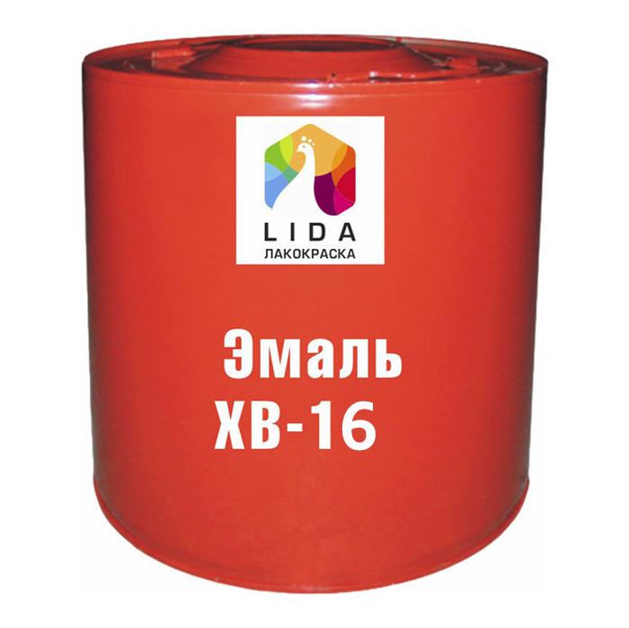 Эмаль ХВ-16 Lida ОАО "Лакокраска", красная, 40кг.