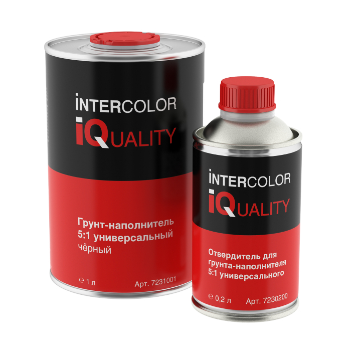 IQ Грунт-наполнитель 5:1 универсальный черный с отвердителем объем 1л.