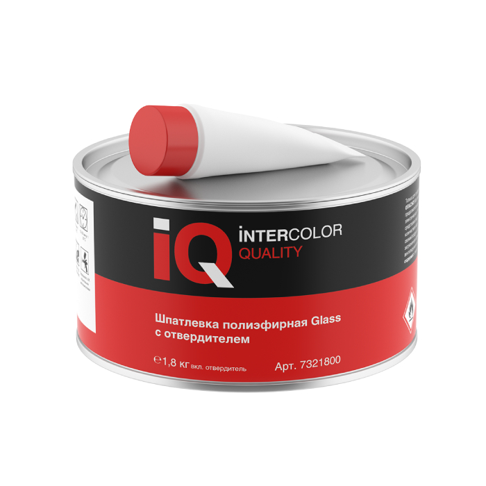 IQ GLASS Шпатлёвка полиэфирная со стекловолокном вес 1.8кг. вкл. отвердитель.