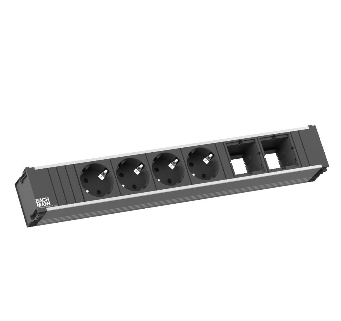 Розеточный блок 4+2 CONI large ЧЕРНЫЙ/АЛЮМ