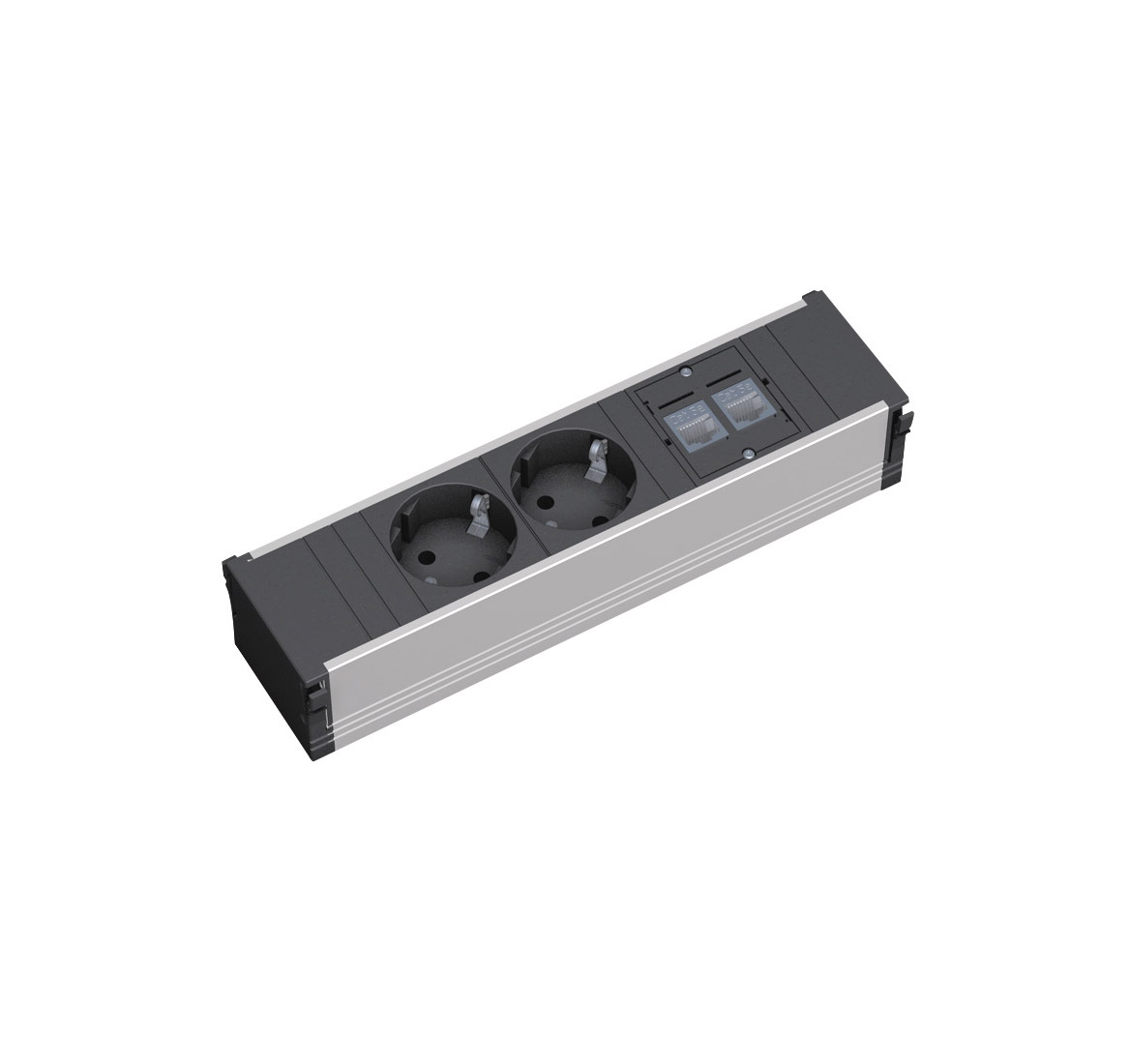 Розеточный блок CONI small  2+2 СЕРО-ЧЕРНЫЙ