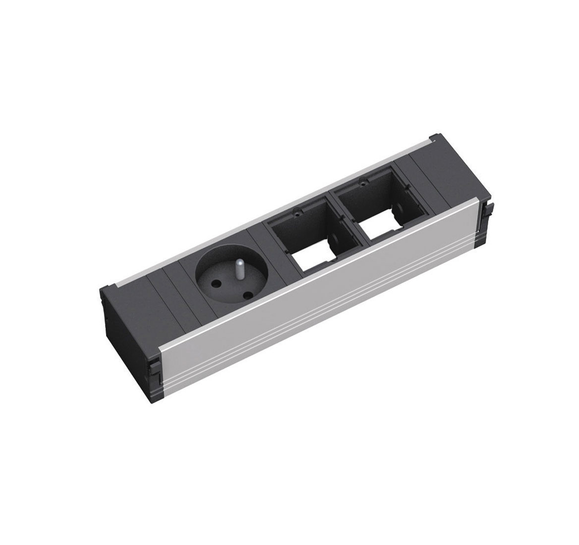 Розеточный модуль POWER FRAME 1schuko +2 custom СЕРО-ЧЕРНЫЙ
