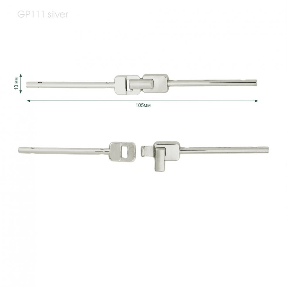 Застежка пряжка декоративная пришивная (10мм х 105мм) металл цвет серебро (C-GP111 Silver)