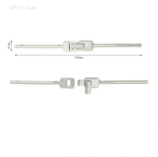 Застежка пряжка декоративная пришивная (10мм х 105мм) металл цвет серебро (C-GP111 Silver)