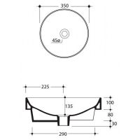 Зеленая раковина Kerasan Cento 355811, круглая 45x45 см схема 2 Зеленая раковина Kerasan Cento 355811, круглая 45x45 см схема 2