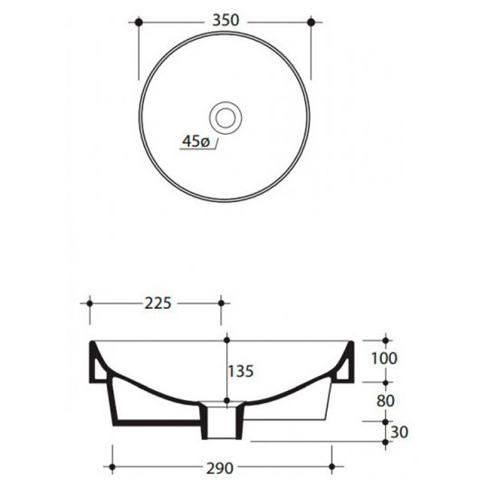 Зеленая раковина Kerasan Cento 355811, круглая 45x45 см схема 2 Зеленая раковина Kerasan Cento 355811, круглая 45x45 см схема 2