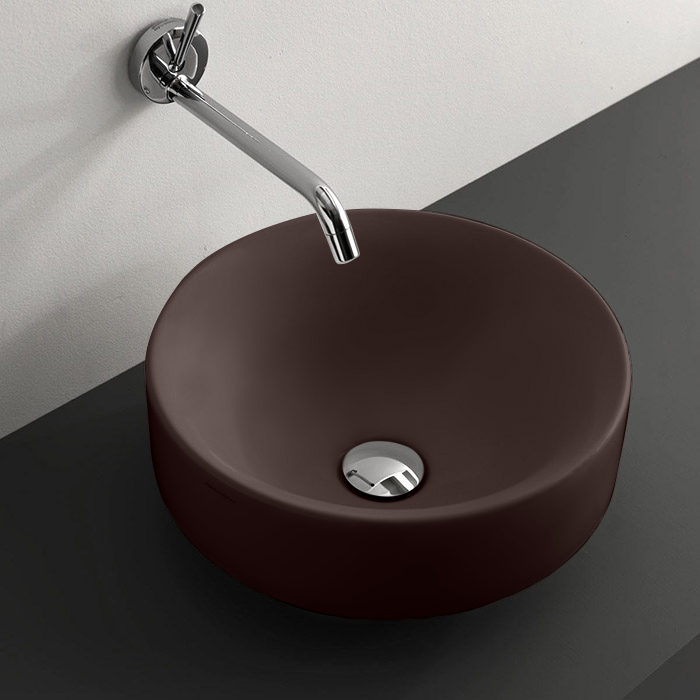 Изображение Коричневая накладная раковина Kerasan Cento 355875, круглая 45x45 см