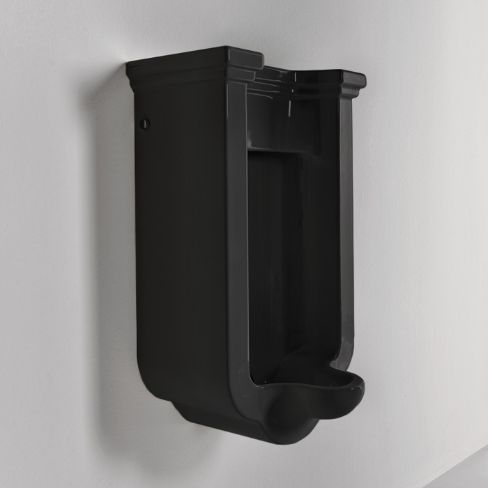 Черный подвесной писсуар Kerasan Waldorf 413004 с сифоном и комплектом крепежей