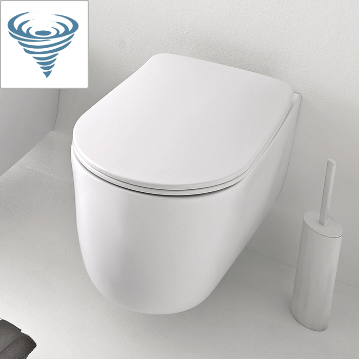 Подвесной унитаз Kerasan Nolita безободковый, слив Tornado, белый матовый