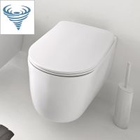 Подвесной унитаз Kerasan Nolita безободковый, слив Tornado, белый матовый схема 1