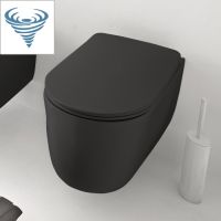 Черный унитаз подвесной Kerasan Nolita безободковый, слив Tornado схема 1