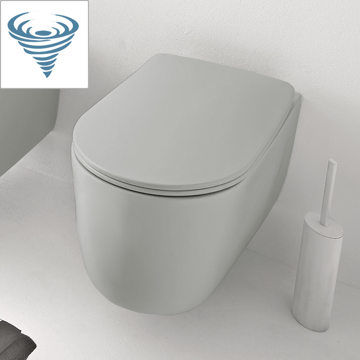 Унитаз подвесной Kerasan Nolita безободковый, слив Tornado, серого цвета