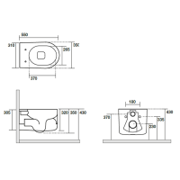 Унитаз подвесной Kerasan Nolita безободковый, слив Tornado, серого цвета схема 2