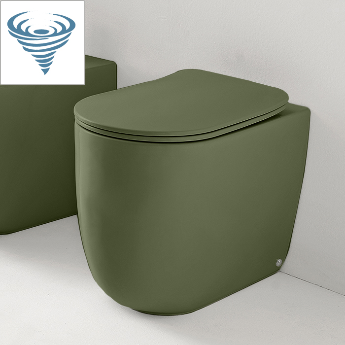 Зеленый унитаз напольный Kerasan Nolita безободковый, слив Tornado