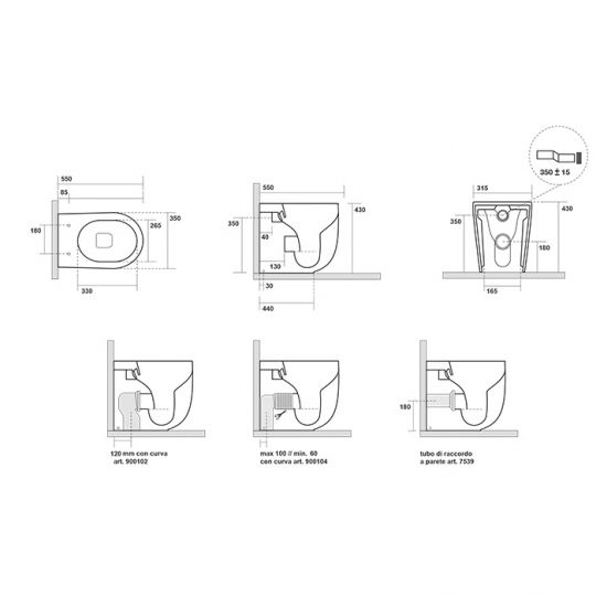 Унитаз черный Kerasan Nolita безободковый, слив Tornado схема 2