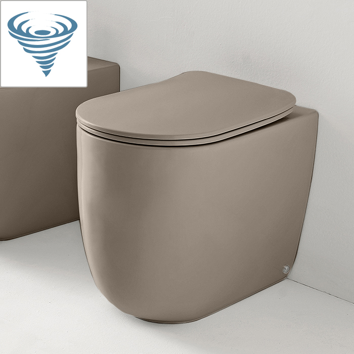 Изображение Бежевый унитаз напольный Kerasan Nolita безободковый, слив Tornado