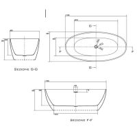 Ванна Kerasan Flo 742901 акриловая 170х82 см, отдельностоящая схема 2 Ванна Kerasan Flo 742901 акриловая 170х82 см, отдельностоящая схема 2