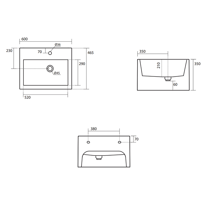 Бежевая раковина Kerasan Lavabi arredo 574081*2, прямоугольная 60x46, 5 см ФОТО