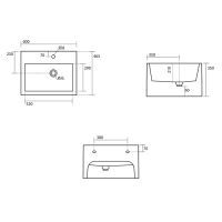 Бежевая раковина Kerasan Lavabi arredo 574081*2, прямоугольная 60x46, 5 см схема 2