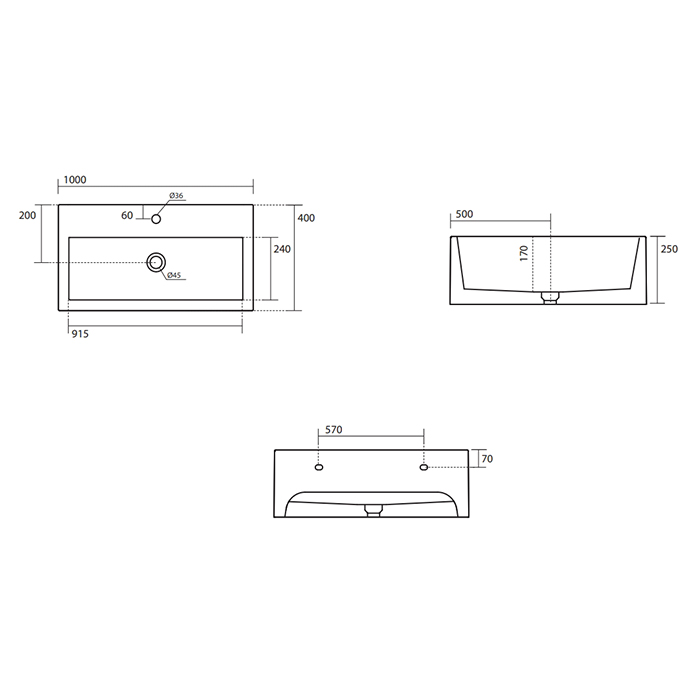 Раковина Kerasan Lavabi arredo 574301*2, прямоугольная 100x40 см, два отверстия под смеситель ФОТО