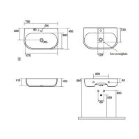 Подвесная раковина Kerasan Nolita 534201*1 , закругленная 70x45 см схема 2