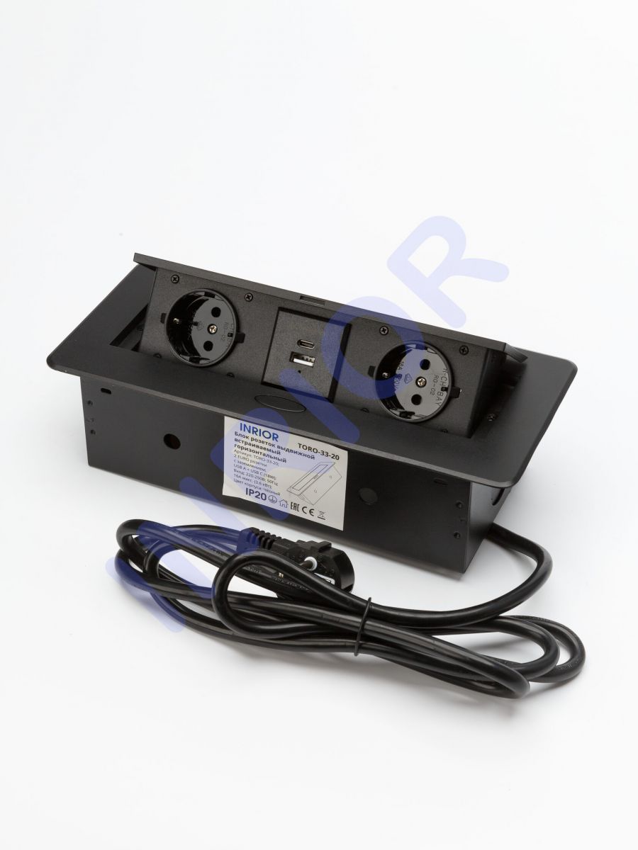 Выдвижная розетка, выдвижной блок розеток TORO-33 (2 EURO розетки, 2 USB C + А (18W))