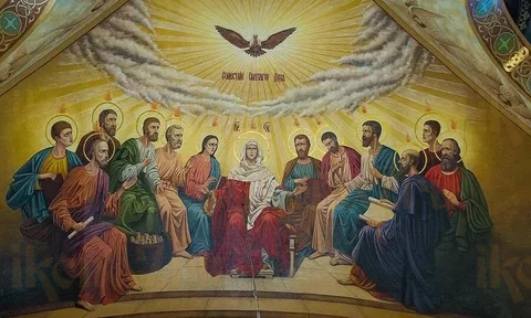 Сошествие Святого Духа на апостолов (рукописная вариант 7)