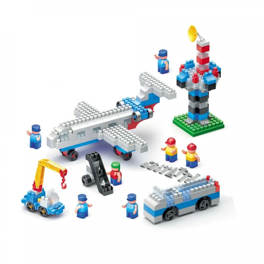 Конструктор "AVIA" набор  пассажирский лайнер, автобус, сервисный автомобиль и КДП