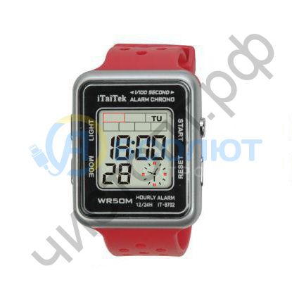 Часы наручные iTaiTek IT-8702 Серебро/Красный подсветка , будильник защита от дождя