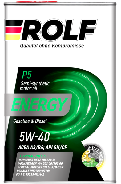 Rolf Energy 5W-40 ACEA A3/B4 API SN/CF, 1л