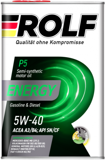 Rolf Energy 5W-40 ACEA A3/B4 API SN/CF, 4л