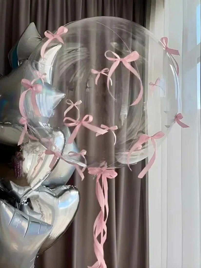 Бабл с бантиками и лентами (любой цвет) с гелием