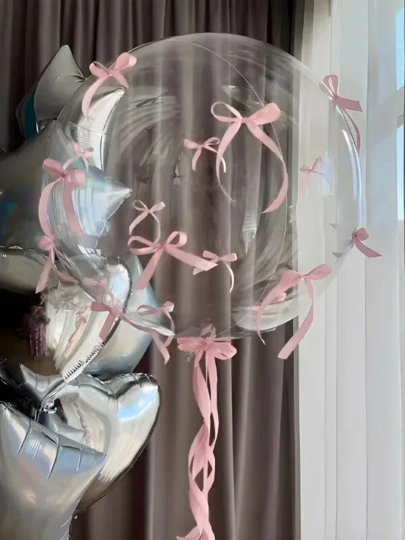 Бабл с бантиками и лентами (любой цвет) с гелием