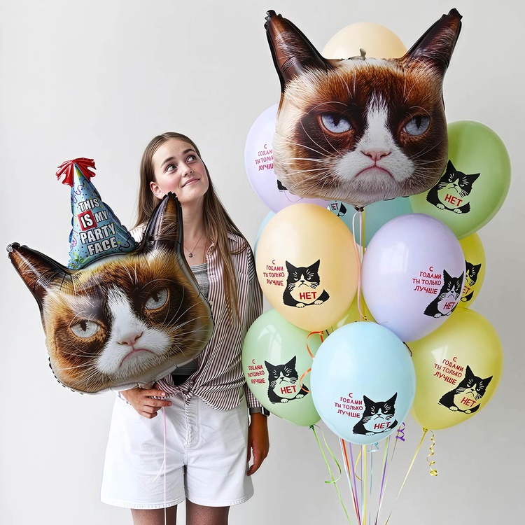 Сет сердитый кот из шаров с гелием
