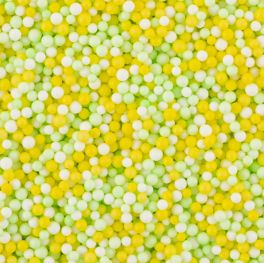 Желто-зеленые мелкие пенопластовые шарики