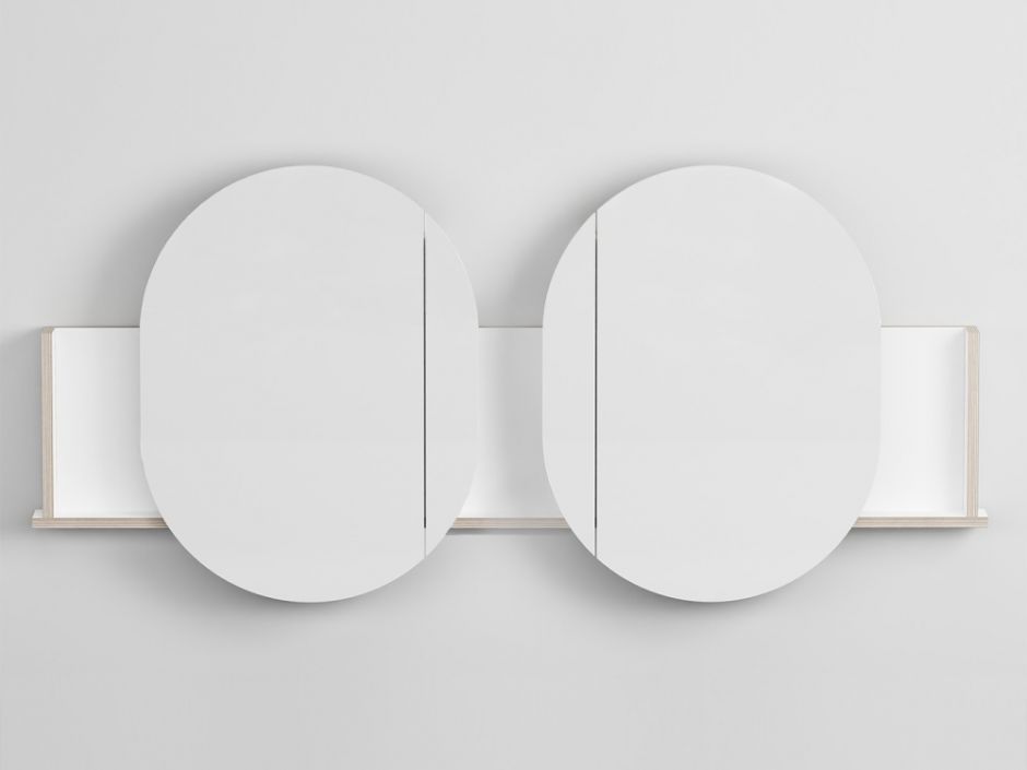 Зеркало настенное Cielo Theo Doppio комплект с полкой THSPDX - THSPCC - THSPSX 78х167х13 см ФОТО